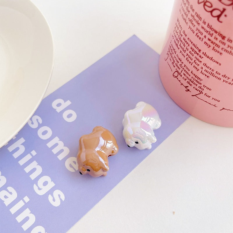 Glossy Dog Sheep Acrylic Beads 25mm Pastel Colors 2pcs 3