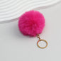 Pom Pom Keychain Plush Violet Faux Fur Ball Gold Ring 8cm