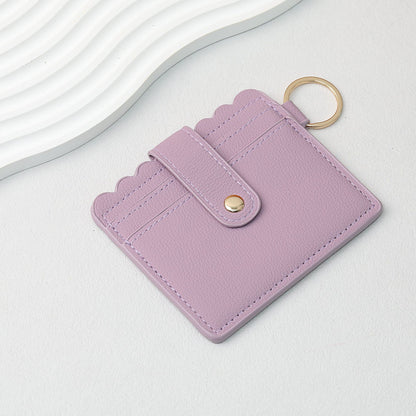 PU Card Holder Keychain Multi Patterned - C7 Light purple