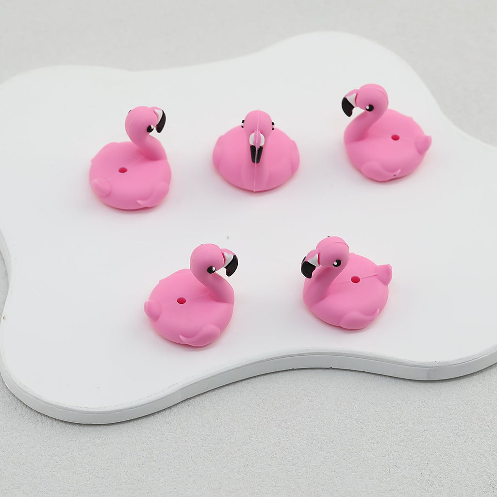 Pink 3D Flamingo Silicone Focal Beads 20 pcs