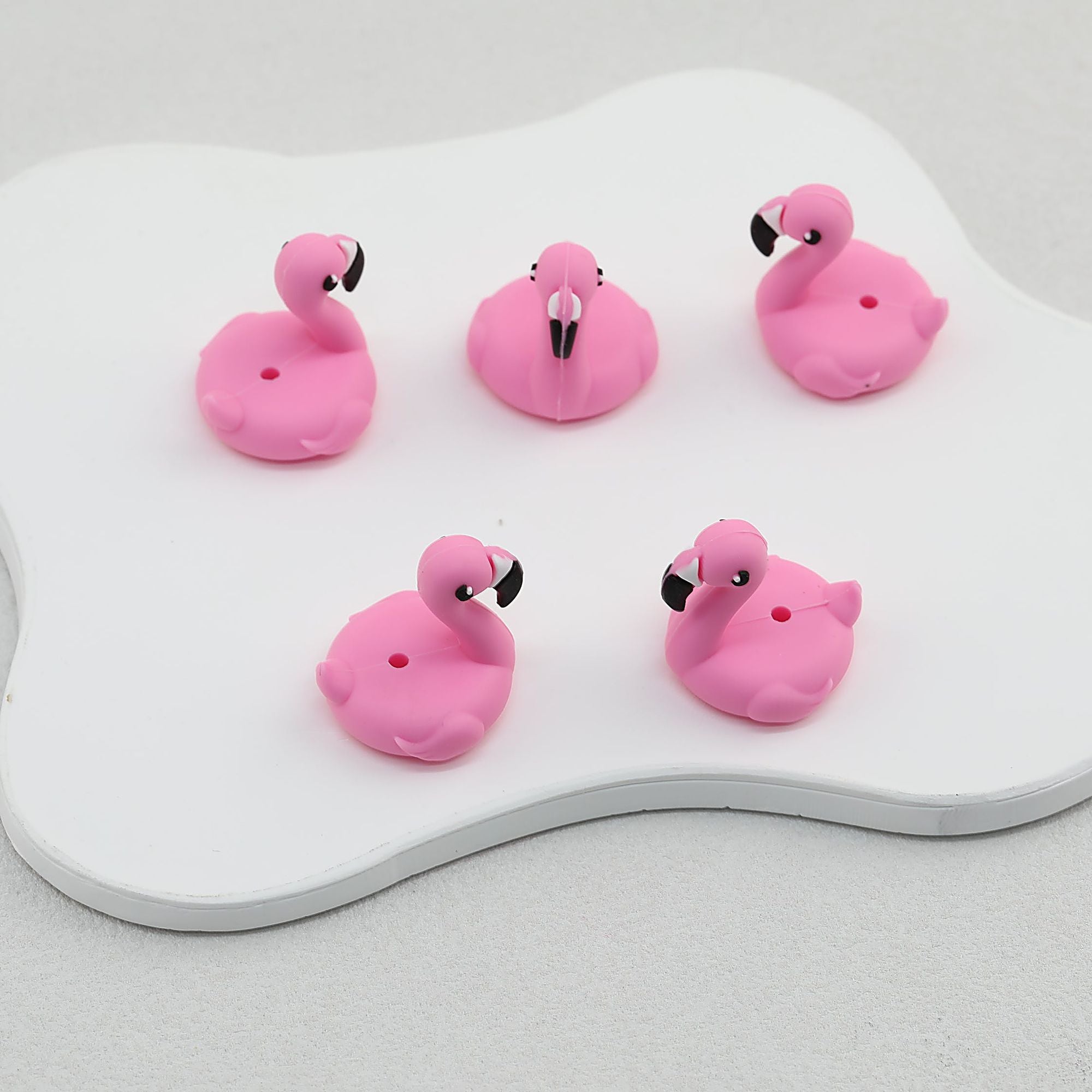 Pink 3D Flamingo Silicone Focal Beads 20 pcs