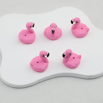 Pink 3D Flamingo Silicone Focal Beads 20 pcs