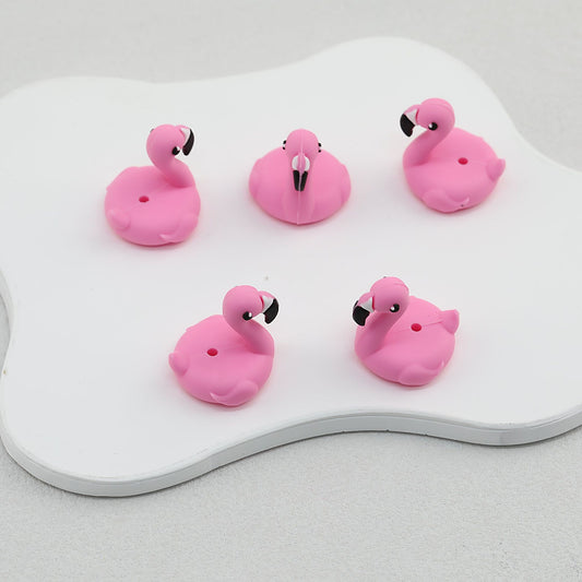 Pink 3D Flamingo Silicone Focal Beads 20 pcs