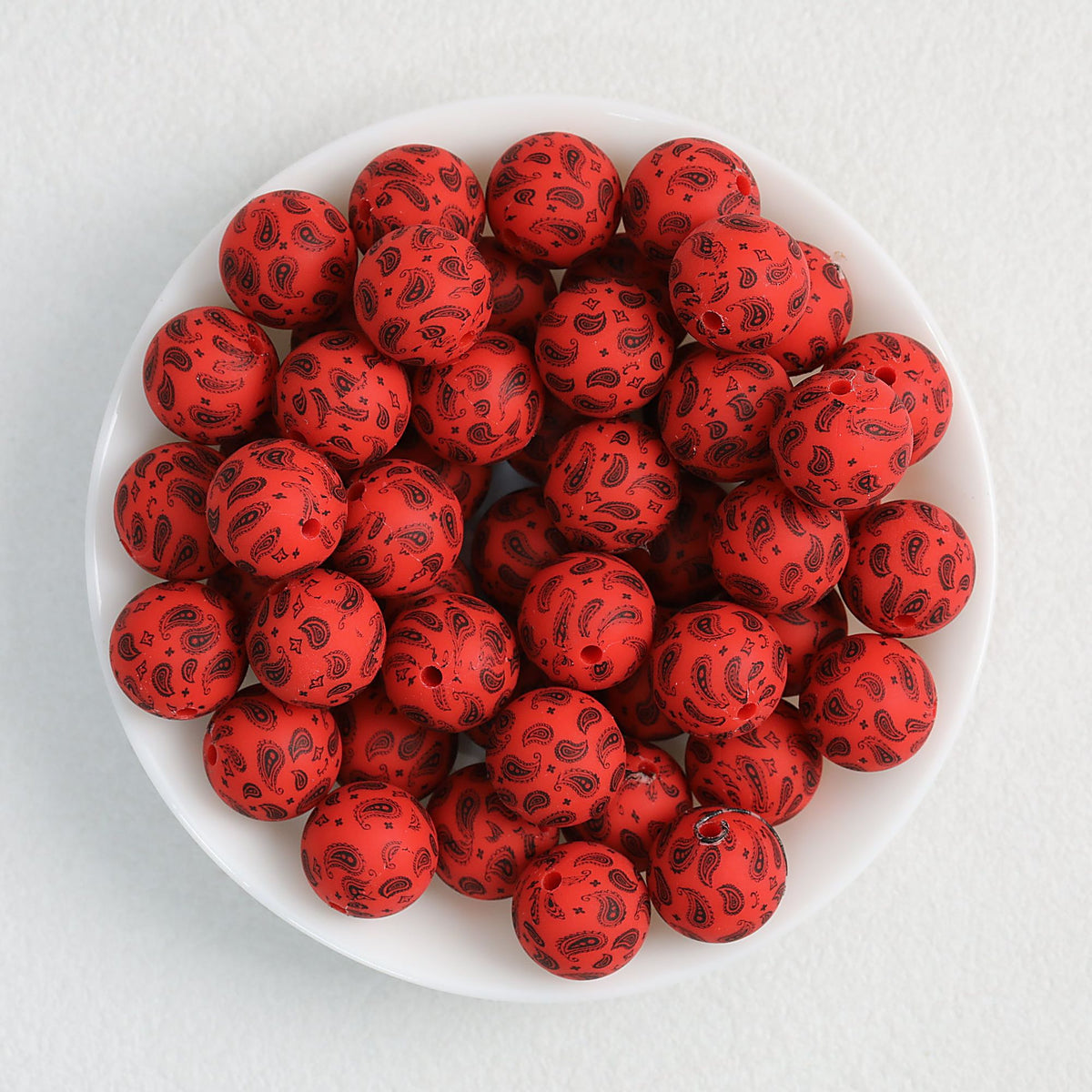 15mm Paisley Pattern Priented Silicone Round Beads 50pcs - Color 5