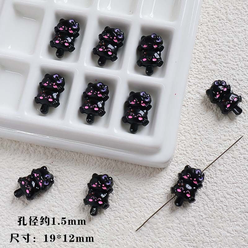 Double Kitty Stack Metal Beads 19mm Painted Alloy 10pcs 12