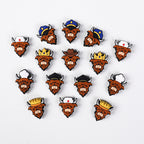 Silicone Focal Beads Highland Cattle Wearing Police Hat Crown 20pcs 4