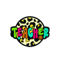 Silicone Focal Beads Teacher Colorful Text Leopard Print 20pcs
