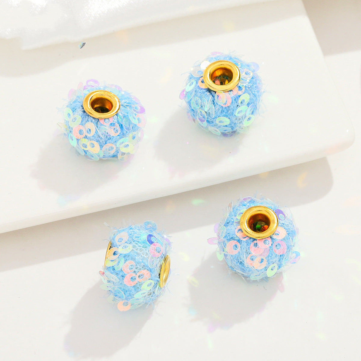 Fabric Glitter Sequin Spacer Beads 16mm 50pcs 8