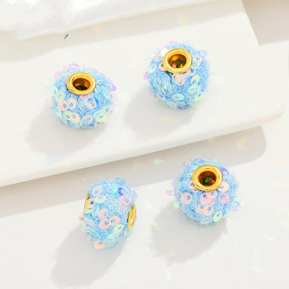 Fabric Glitter Sequin Spacer Beads 16mm 50pcs 8