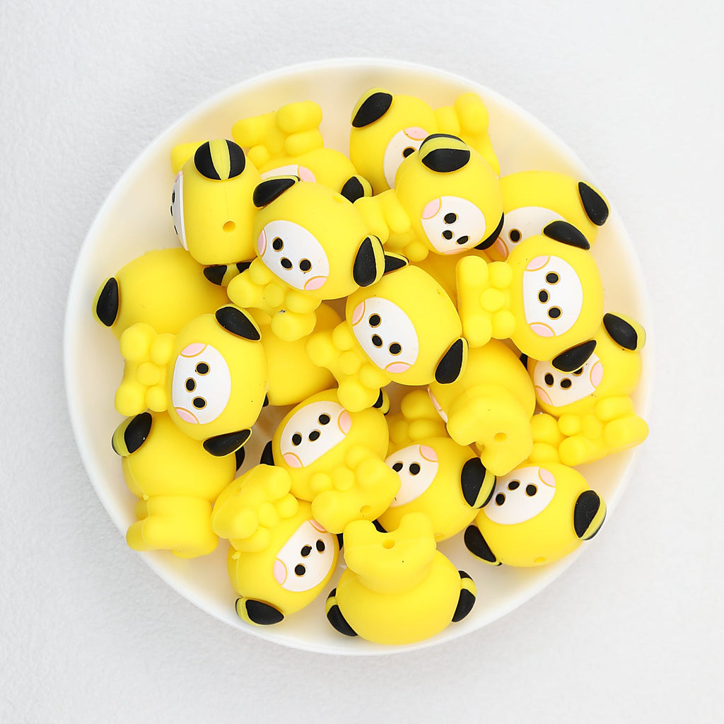 3D Animal Silicone Focal Beads Cute Rabbit Dog Design 20pcs