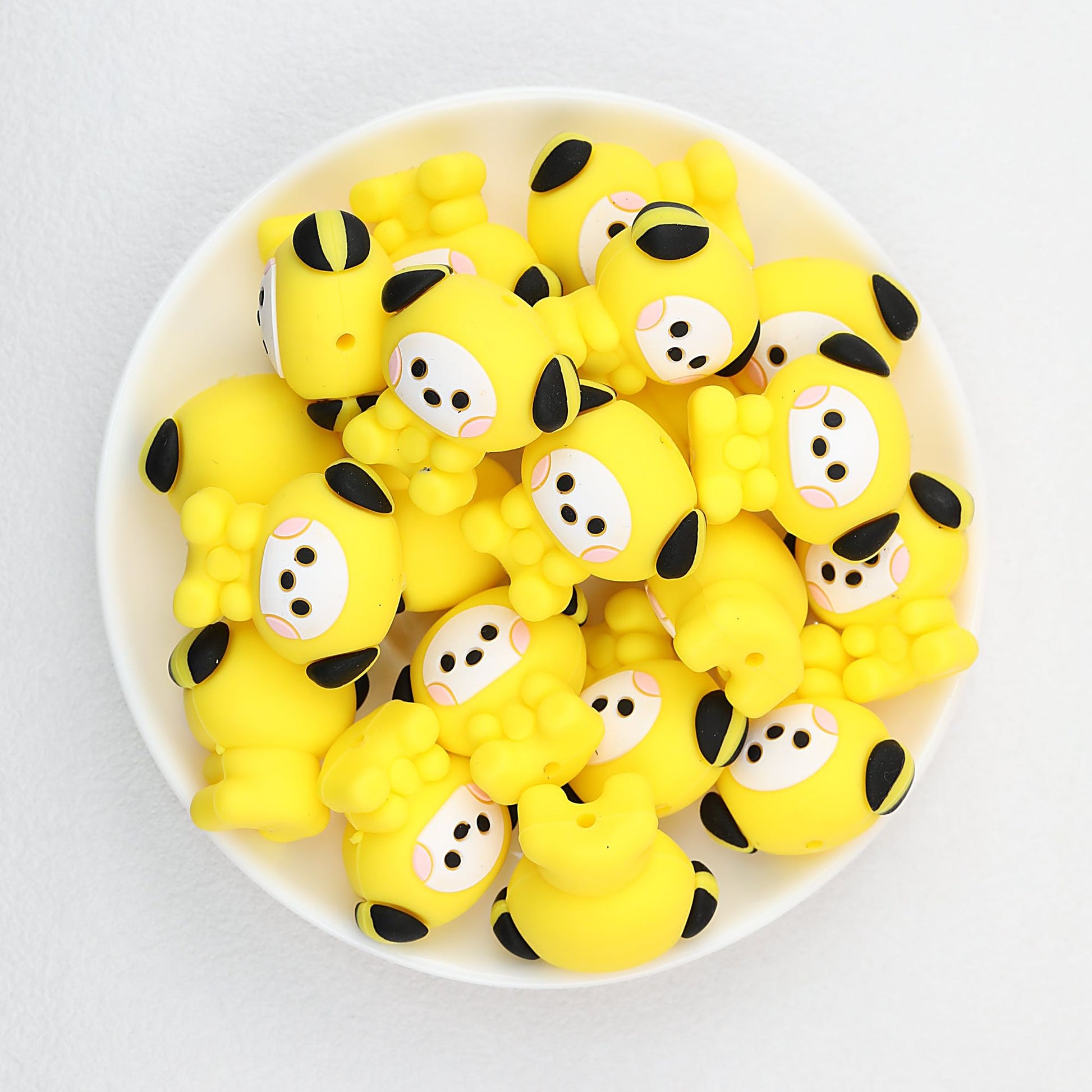 3D Animal Silicone Focal Beads Cute Rabbit Dog Design 20pcs