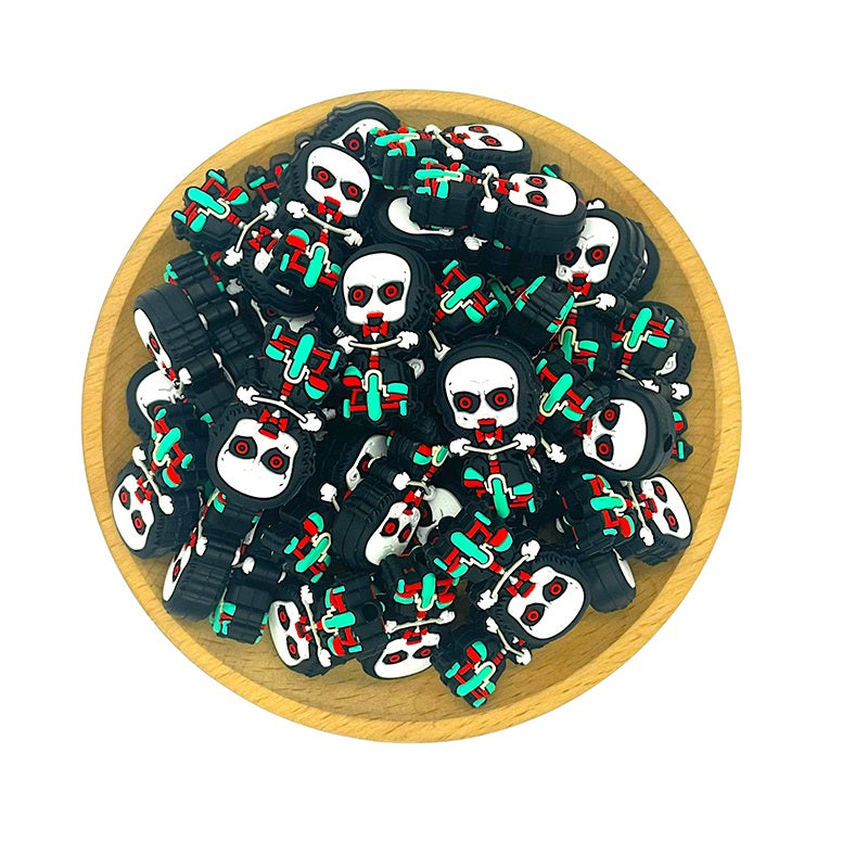 Silicone Focal Beads Halloween Clown on Bike Red Eyes 20pcs 2