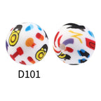15mm Round Silicone Beads Floral Pattern Printed Design 50pcs 3