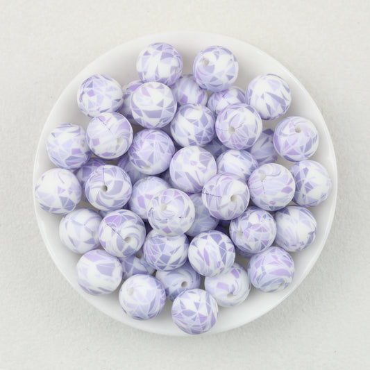 15mm Colorful Polka Dot Print Round Silicone Beads  50pcs 2