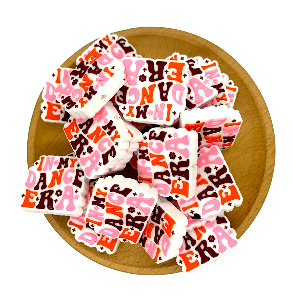 Silicone Focal Beads In My Dance Era Colorful Text Design 20pcs 2