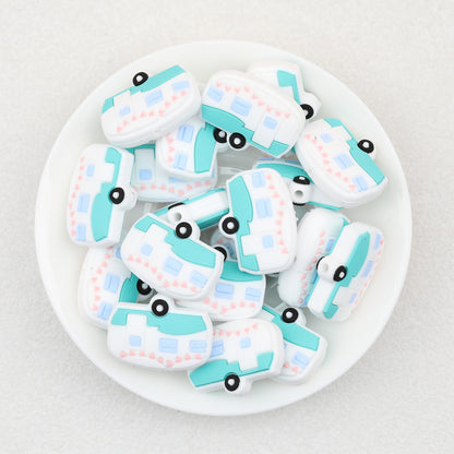 Four Color Camping Vehicle Silicone Focal Beads 20pcs 4