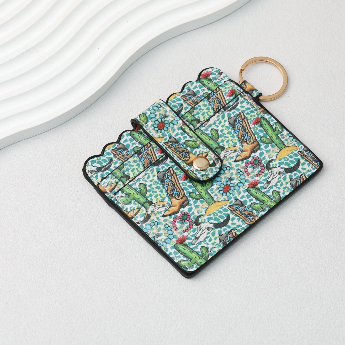 PU Card Holder Keychain Multi Patterned