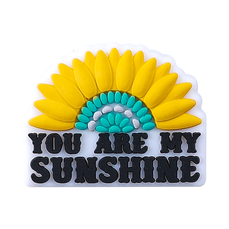 Silicone Focal Beads Daisy You Are My Sunshine Text 20pcs 3