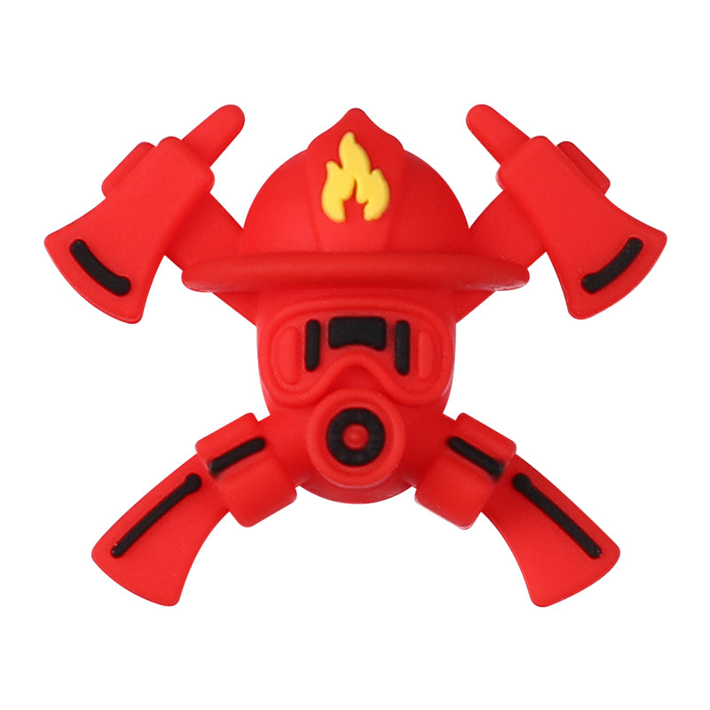 Silicone 3D Focal Beads Fire Fighting Fire Helmet Crossed Axes 20pcs 13