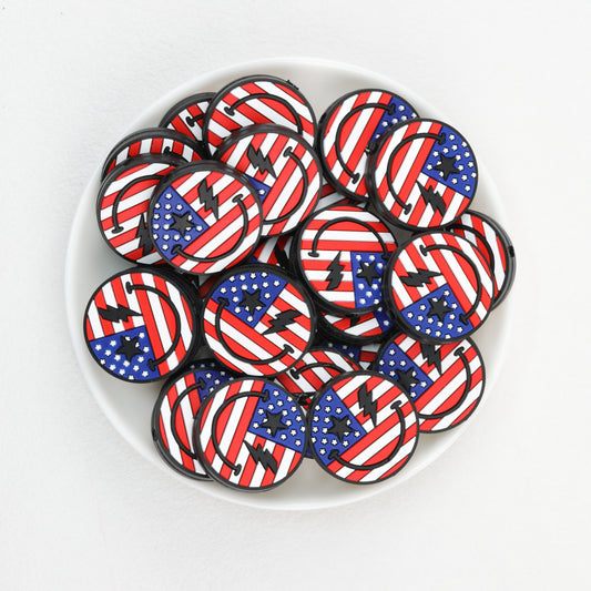 Silicone Focal Beads Independent Day Smiling Face Lightning Bolt 20pcs