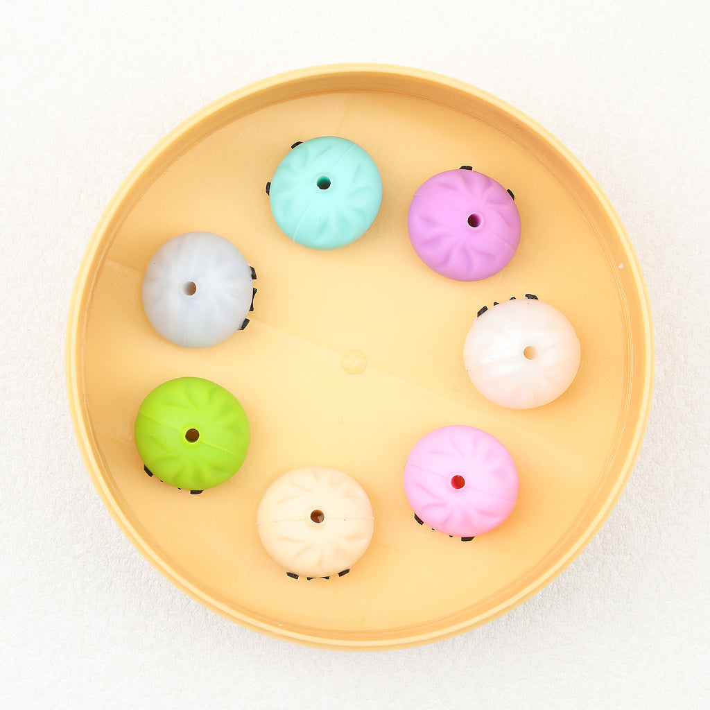 Colorful 18mm 3D Silicone Focal Beads Solid Colored Cute Smiling Buns 20pcs 3