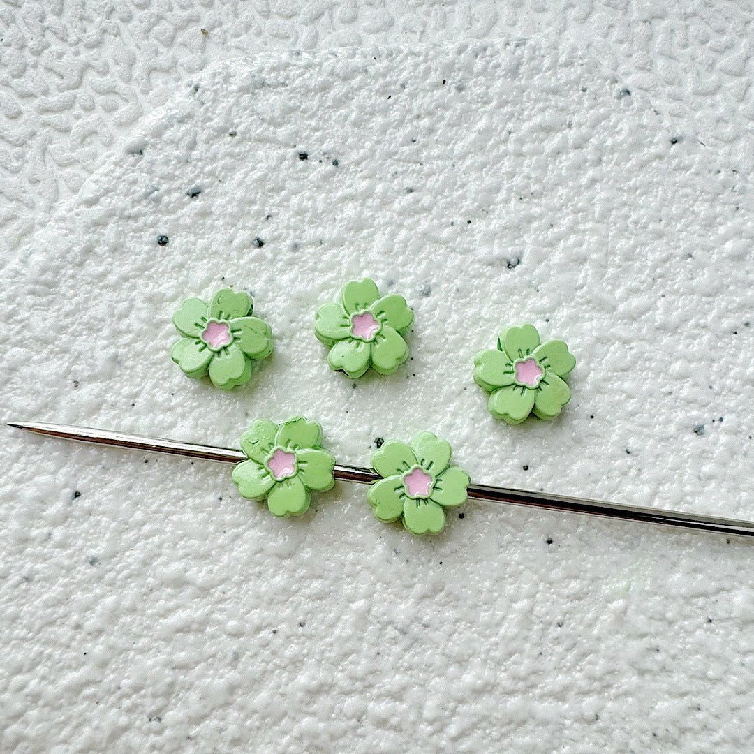Flower Metal Beads 10mm Baking Painted Cherry Blossom 20pcs 11