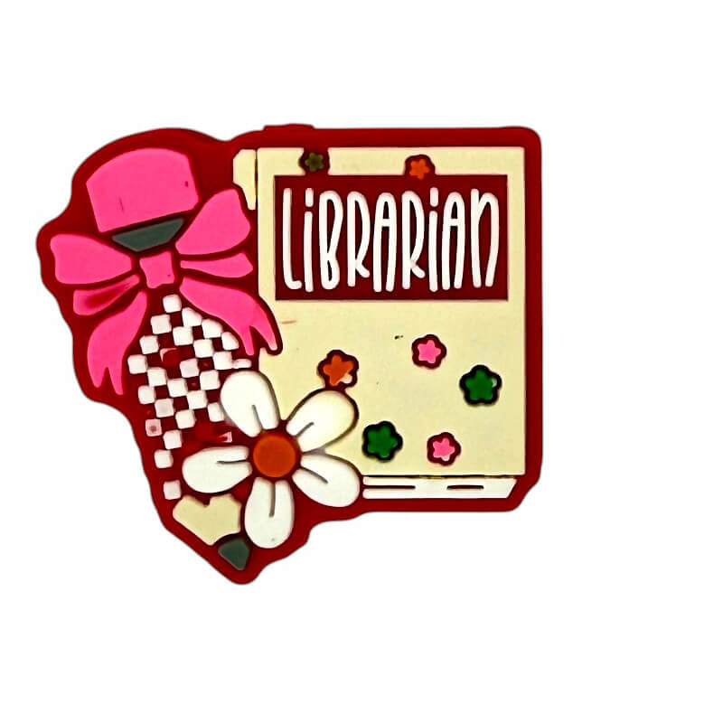 Silicone Focal Beads Librarian Colorful Books Pink Bow Daisy 20pcs 5