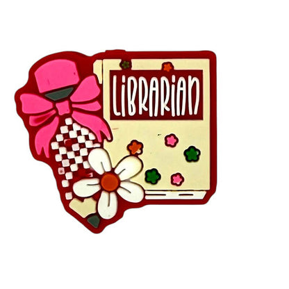 Silicone Focal Beads Librarian Colorful Books Pink Bow Daisy 20pcs 5