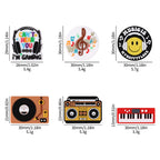 Silicone Focal Beads Music Themed Retro Radio and Smiley Face Circle Badge 8