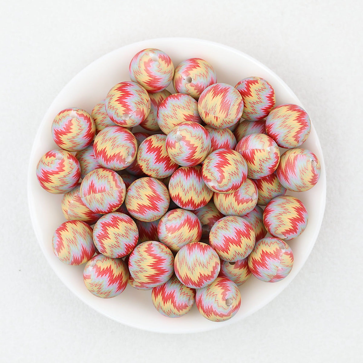 15mm Printed Pattern Round Silicone Beads 50pcs - Amplitude