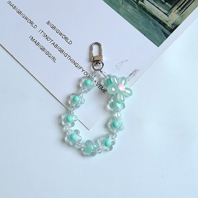 Acrylic Flower Beaded Keychain Pastel Translucent Floral Charm 7