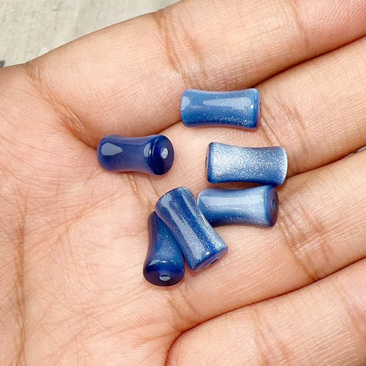 Imitation Jade Bamboo Section Resin Beads 12mm Glitter Powder 10pcs 5