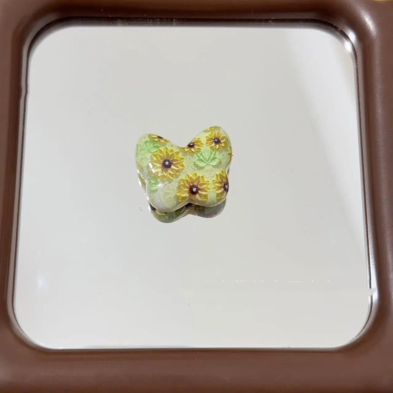 Spring Oil Painting Texture Butterfly Acrylic Beads 25mm 10pcs 7