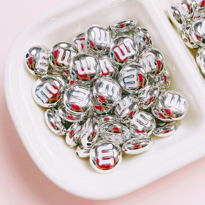 Glossy M Beans Acrylic Beads 14mm Colorful Candy 10pcs 18