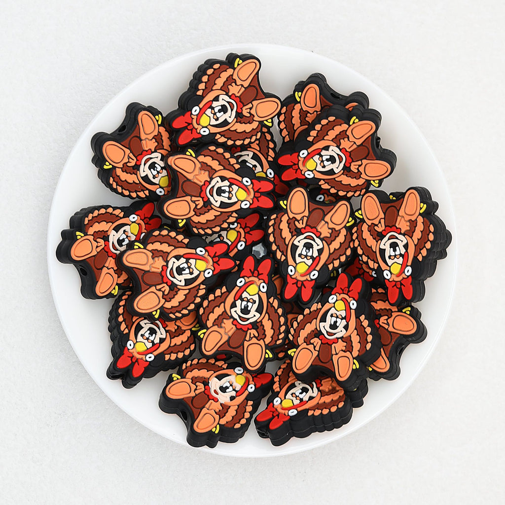 Thanksgiving Turkey Silicone Focal Beads Minnie Design 20pcs