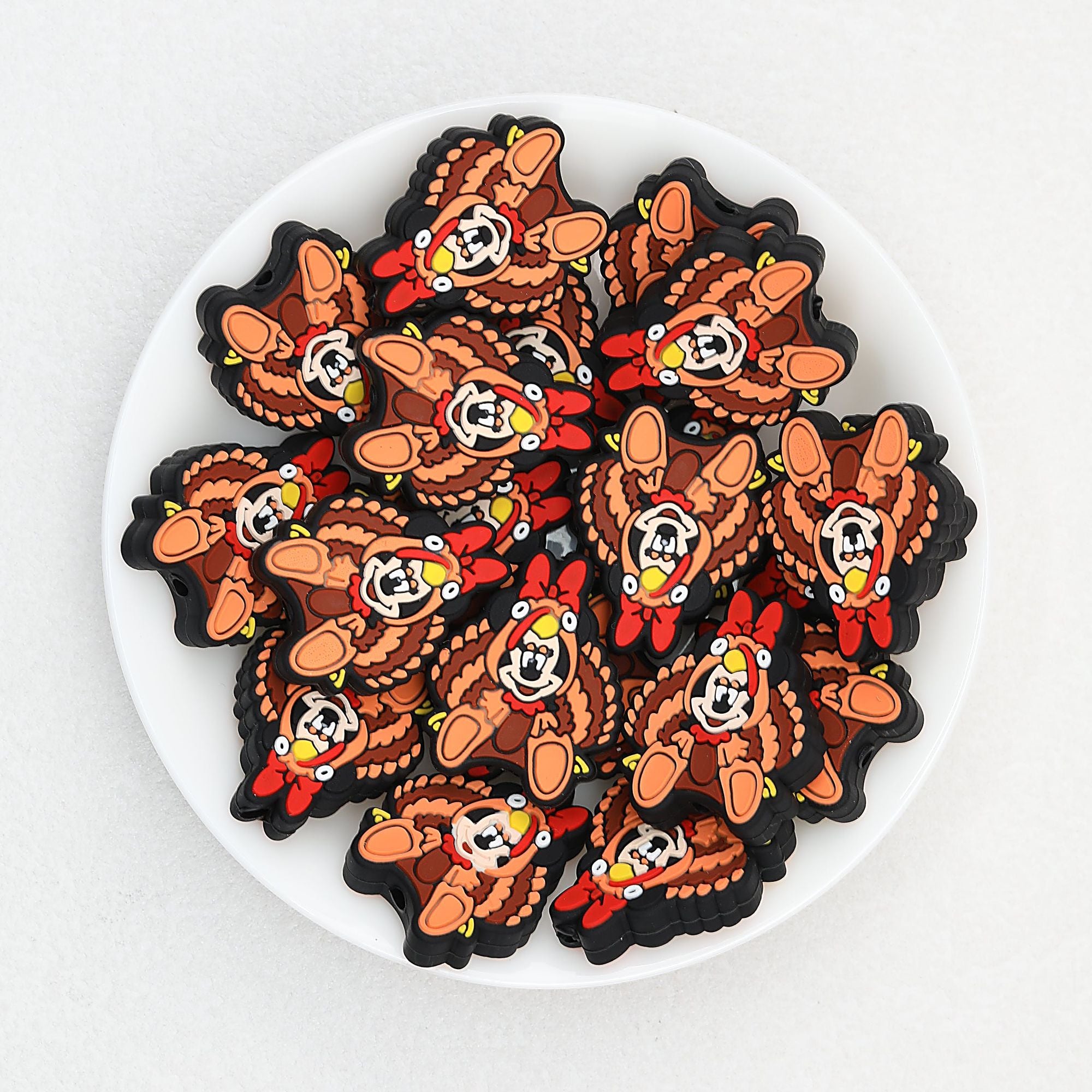 Thanksgiving Turkey Silicone Focal Beads Minnie Design 20pcs