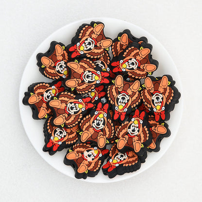 Thanksgiving Turkey Silicone Focal Beads Minnie Design 20pcs