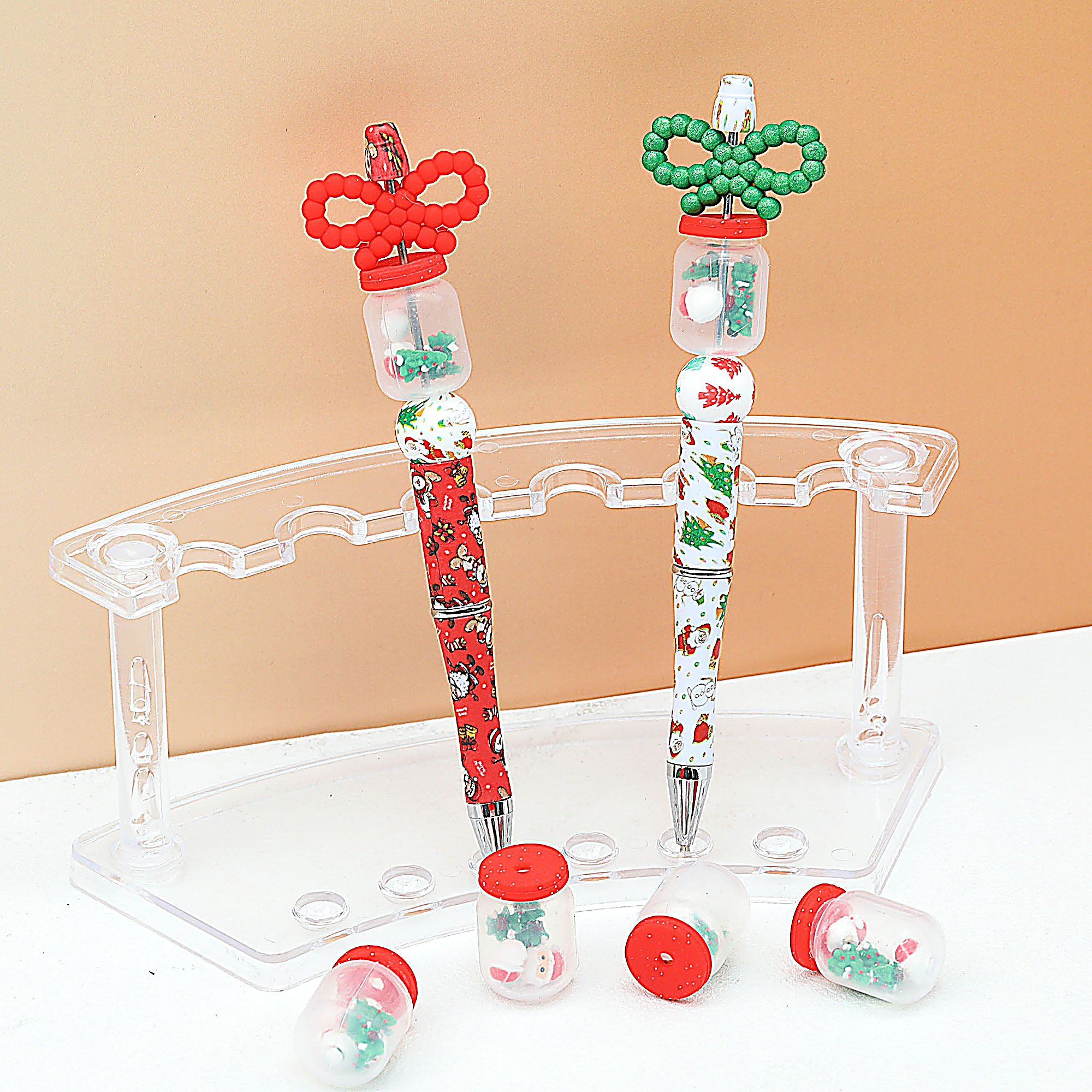 3D Christmas Glitter Bottle Silicone Focal Beads 20pcs
