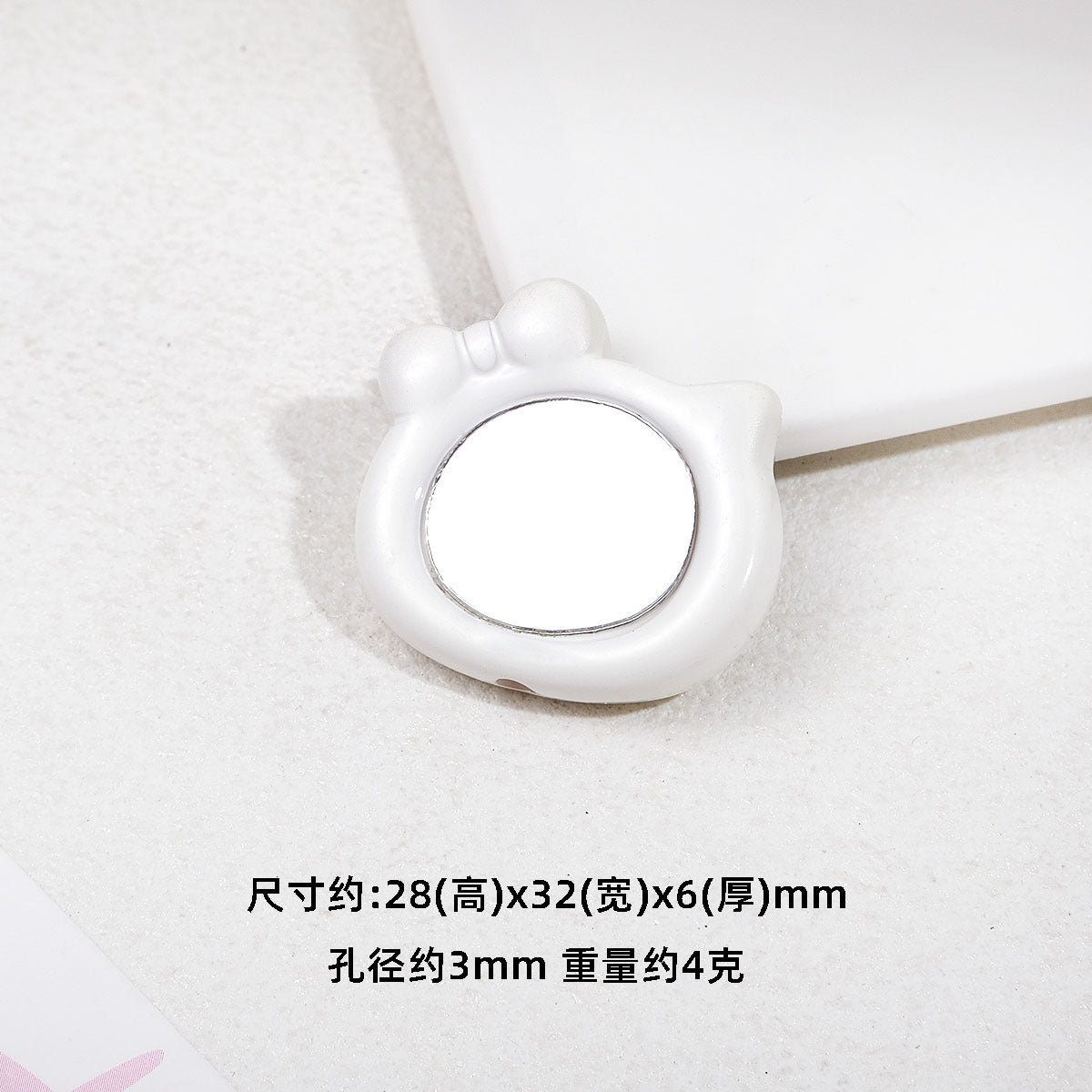 Cat Head Mirror Acrylic Beads 28x32mm Round Flat 10pcs 12