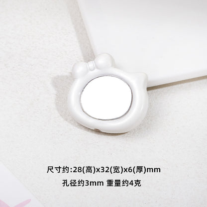 Cat Head Mirror Acrylic Beads 28x32mm Round Flat 10pcs 12