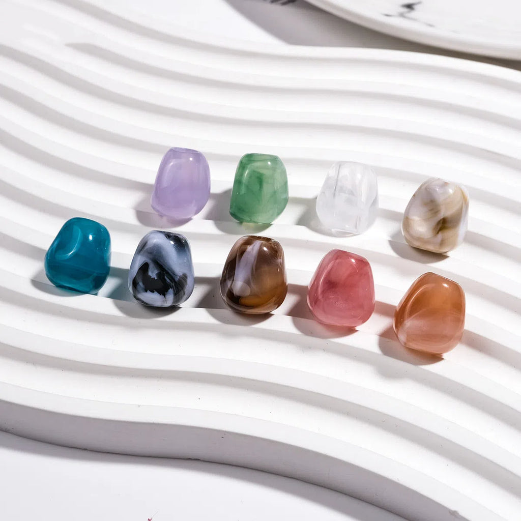 Imitation Jade Acrylic Beads 15mm Large Hole Ink Color 50pcs 3