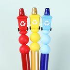 Silicone 3D Focal Beads Sanitation Red Cap Recycling Symbol 8