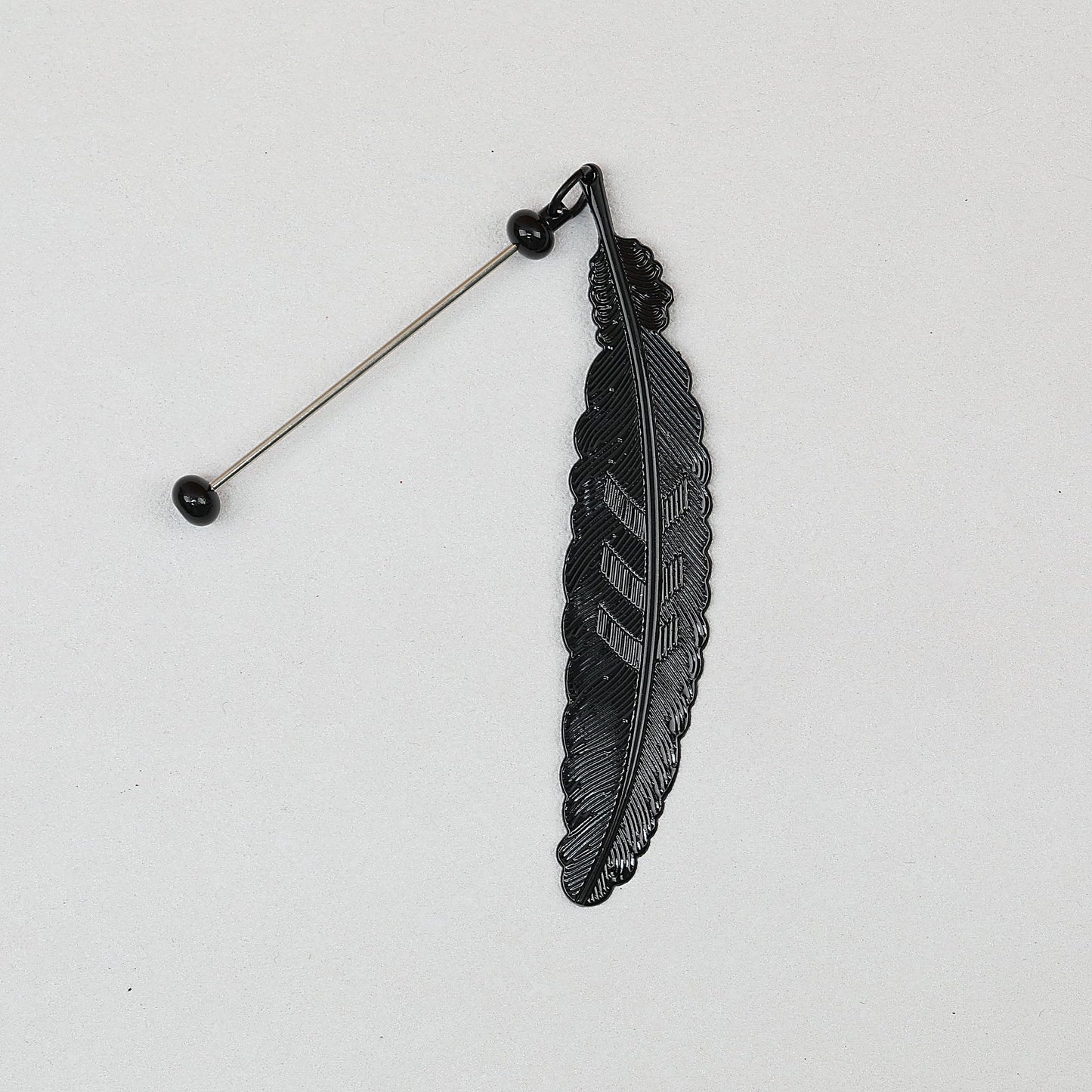 Beadable Feather Bookmarks Metal Colorful Detailed 13g - Black