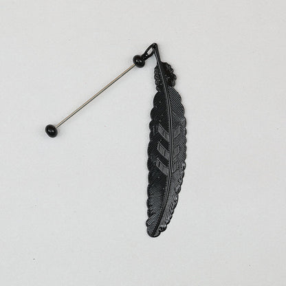 Beadable Feather Bookmarks Metal Colorful Detailed 13g - Black