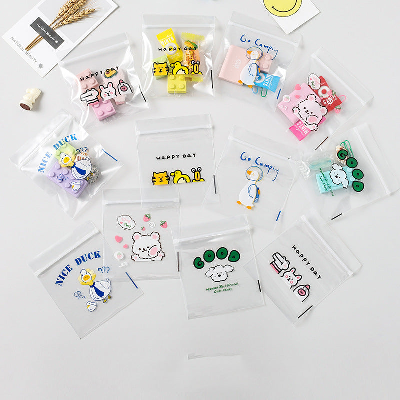 Zip Lock Bags HDPE Plastic Cartoon Animal Print 10x12cm 10pcs