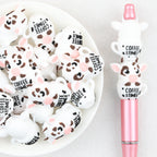 3D Cow Coffee Cup Silicone Focal Beads 20Pcs 