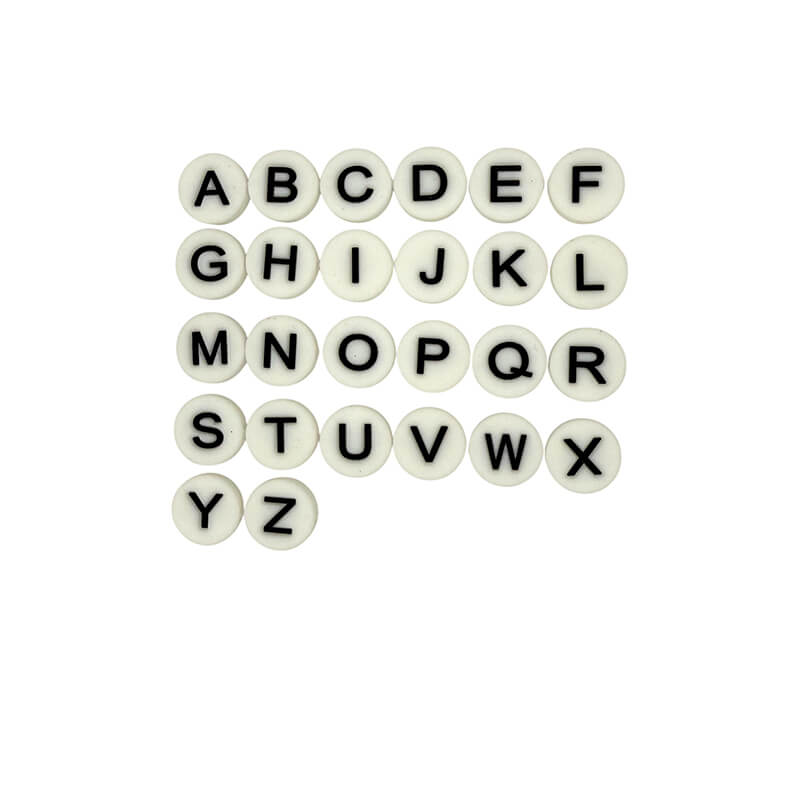 15mm Silicone Letter Beads Flat 7 Color Alphabet Mix A-Z 26pcs 5