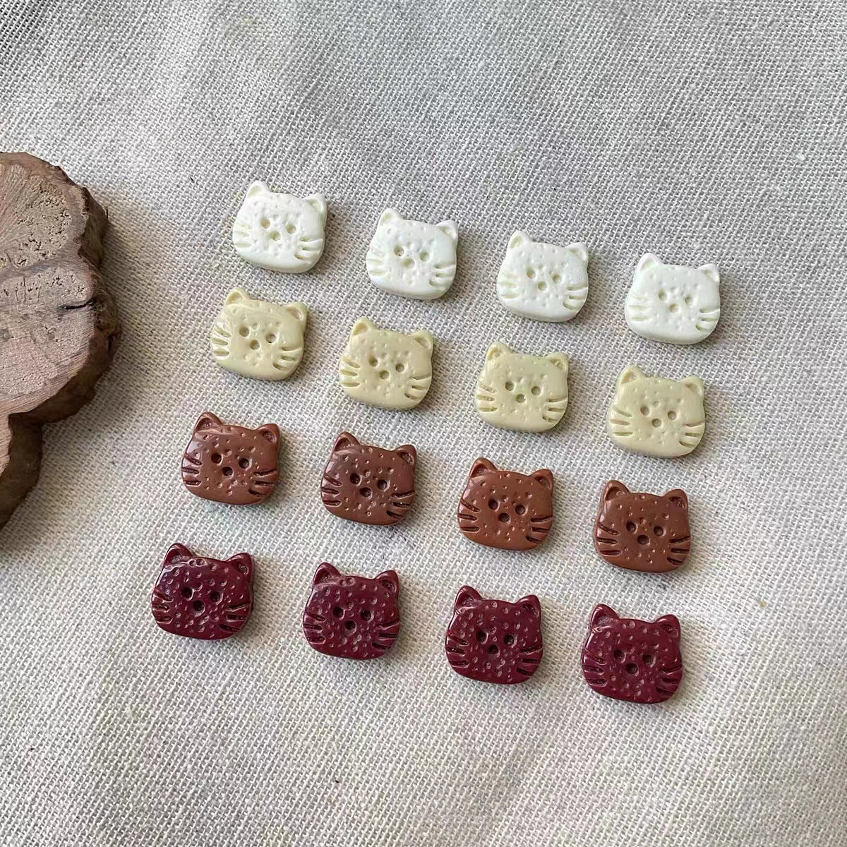 Cute Cat Head Resin Beads 20mm Playful Earth Tone 10pcs 6