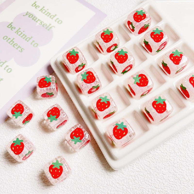 Transparent Fruit Square Acrylic Beads 14mm Colorful 10pcs 9