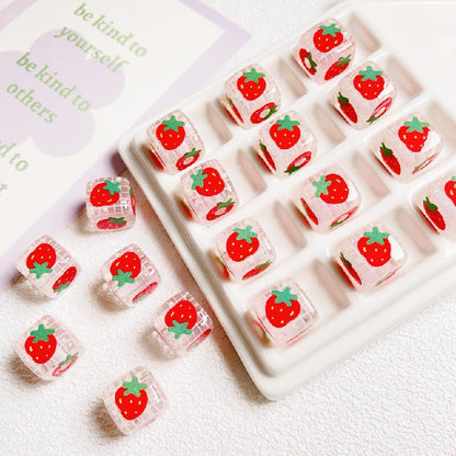 Transparent Fruit Square Acrylic Beads 14mm Colorful 10pcs 9